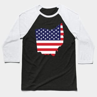 Ohio State Shape Flag Background Baseball T-Shirt